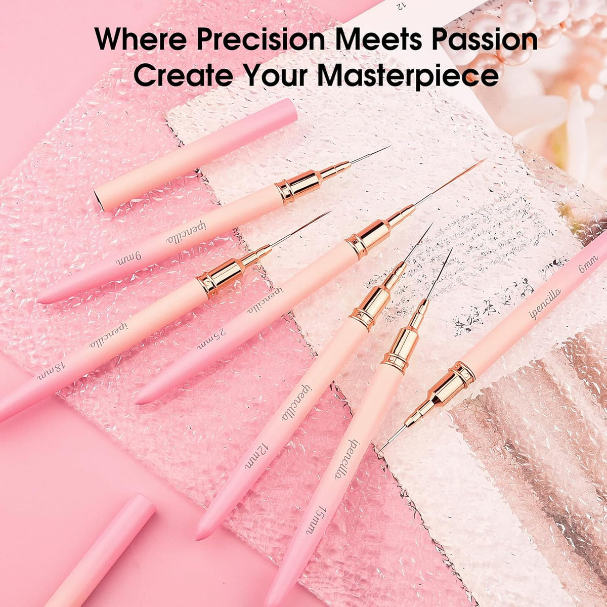 Nail Art Brushes, 6 Pcs Nail Liner Brushes for Nails, Nail Brushes for Nail Art Lines, Details