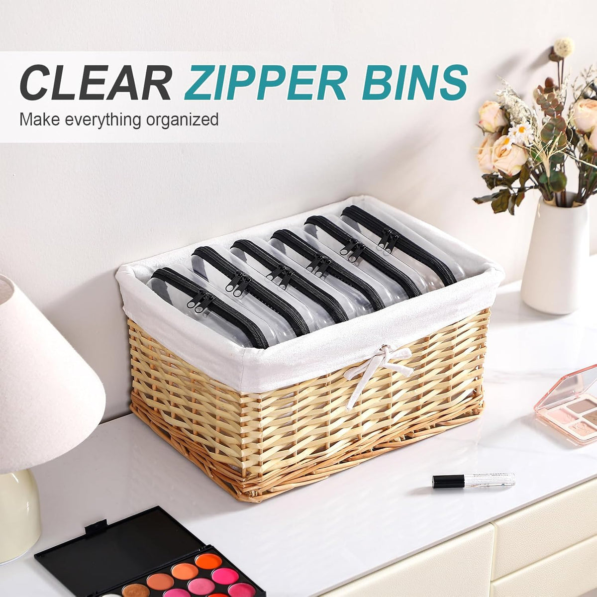 Sanwuta 6 Pcs Clear Hard Zipper Case Pencil Pouches Hard Plastic Zipper Pouches Makeup Bag