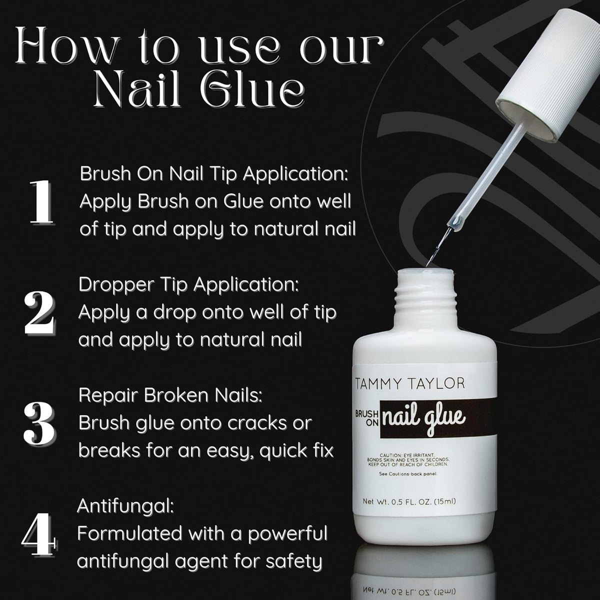 Tammy Taylor Tip and Nail Repair Glue | Dry Clear Gel Nail Glue for Press on Nails, Acrylic Nail