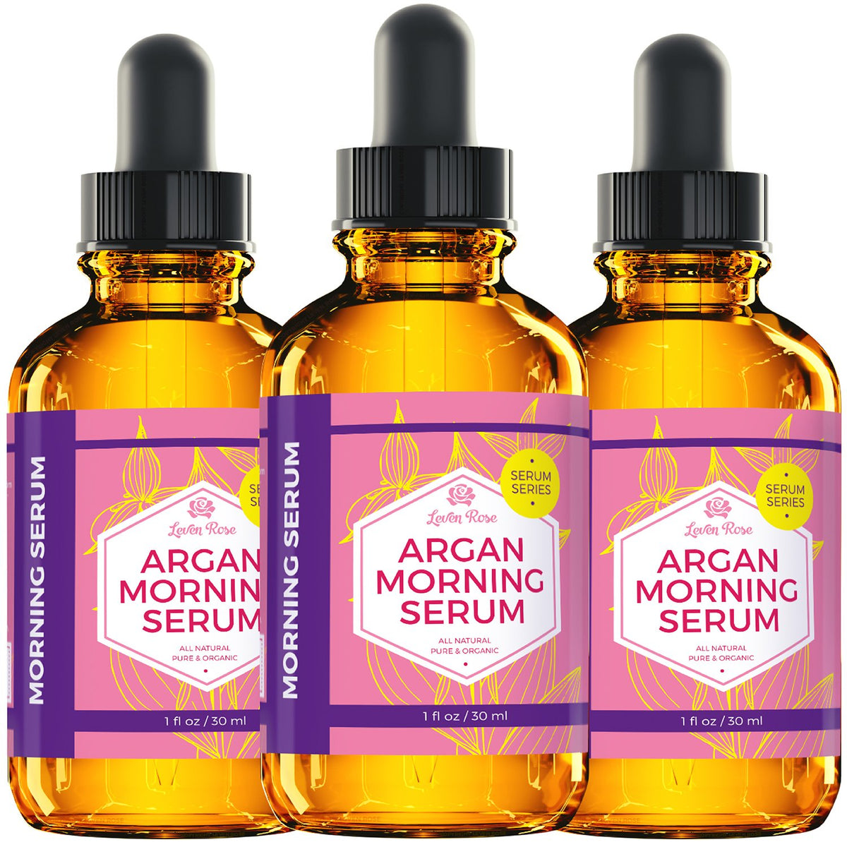 Leven Rose Moroccan Argan Oil Face Serum 1 oz - 100% Organic Hydrating Oil for Women - Anti-Aging