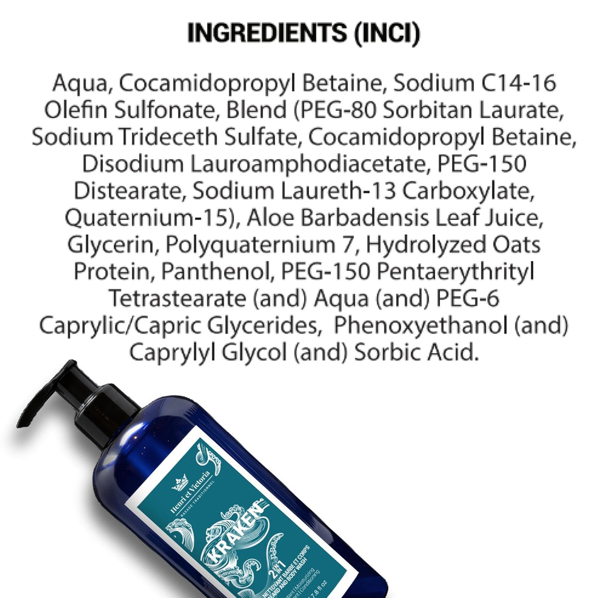 All in One Body and Beard Wash, Hair Shampoo & Body Wash - Enriched with Aloe Vera, Vitamin B5, Oat