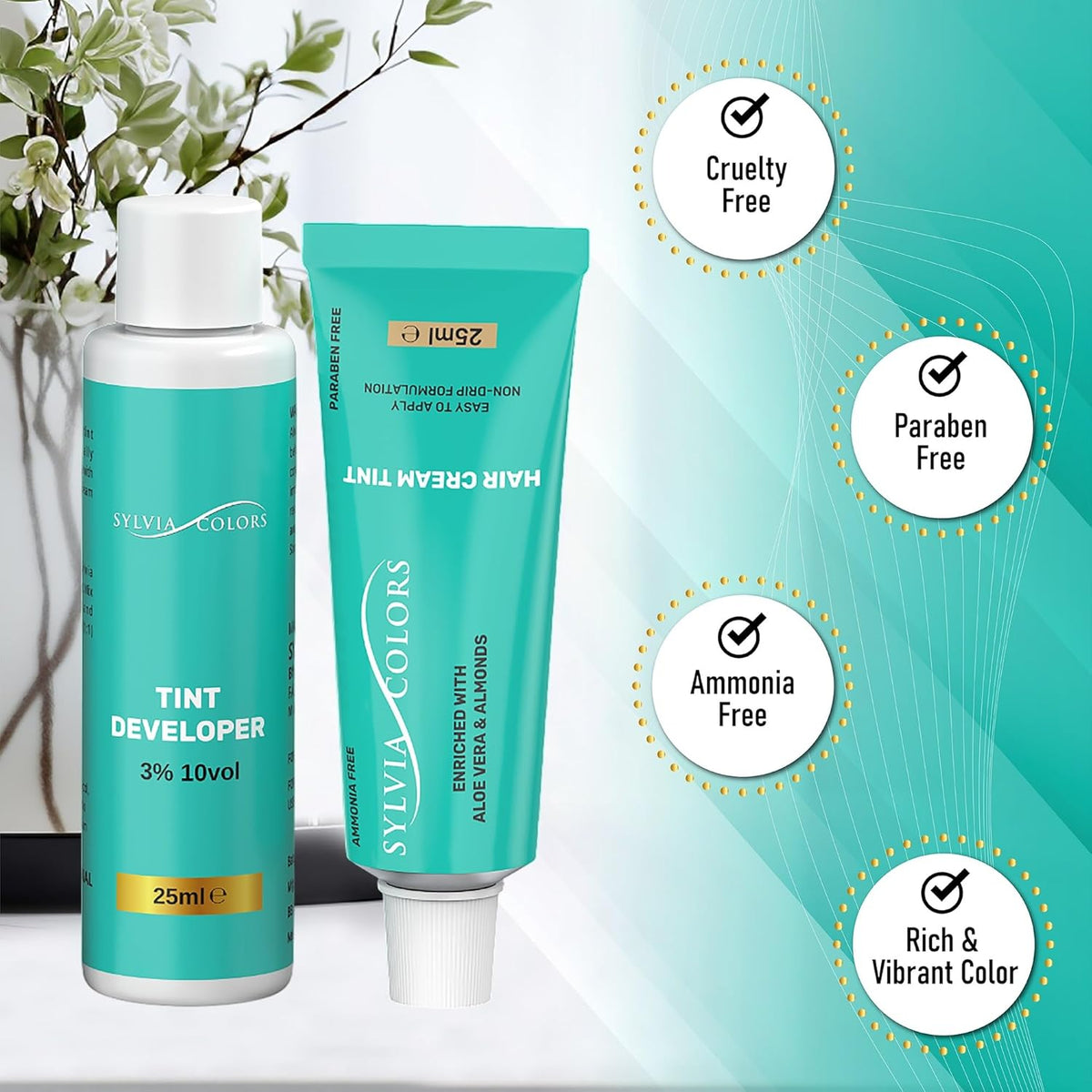 Professional Tint Kit Semi-Permanent 40 Applications Lasts 4-6 Weeks Spot Coloring Set WaterprooF