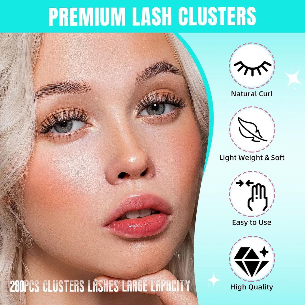 Lash Clusters Wispy 280PCS Eyelash Extension 30D Cluster Lashes Individual Lashes DIY Lash
