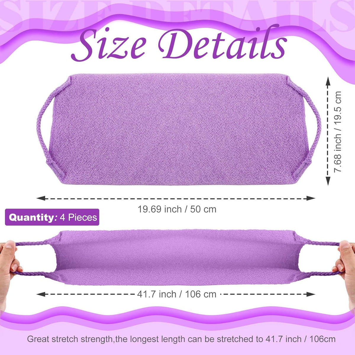 Moukeren Exfoliating Back Scrubber with Handles 4 Pack Nylon Back Exfoliator Extended Length