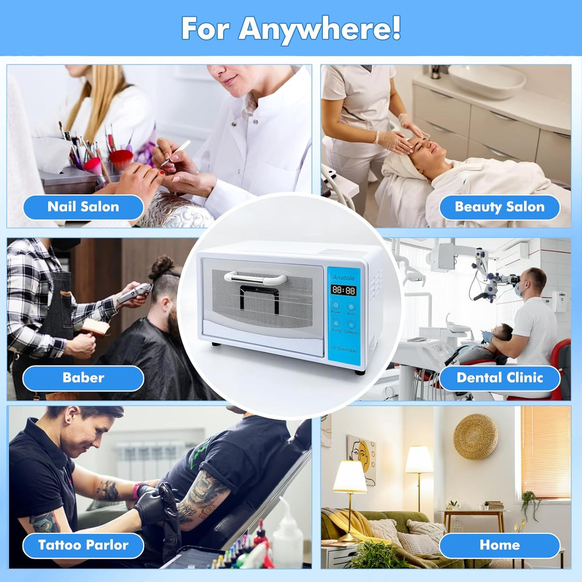 Anatole UV Light Nail Tool Cleaning Machine Dryer 10L Multifunctional Cleaner Box 160W Professional