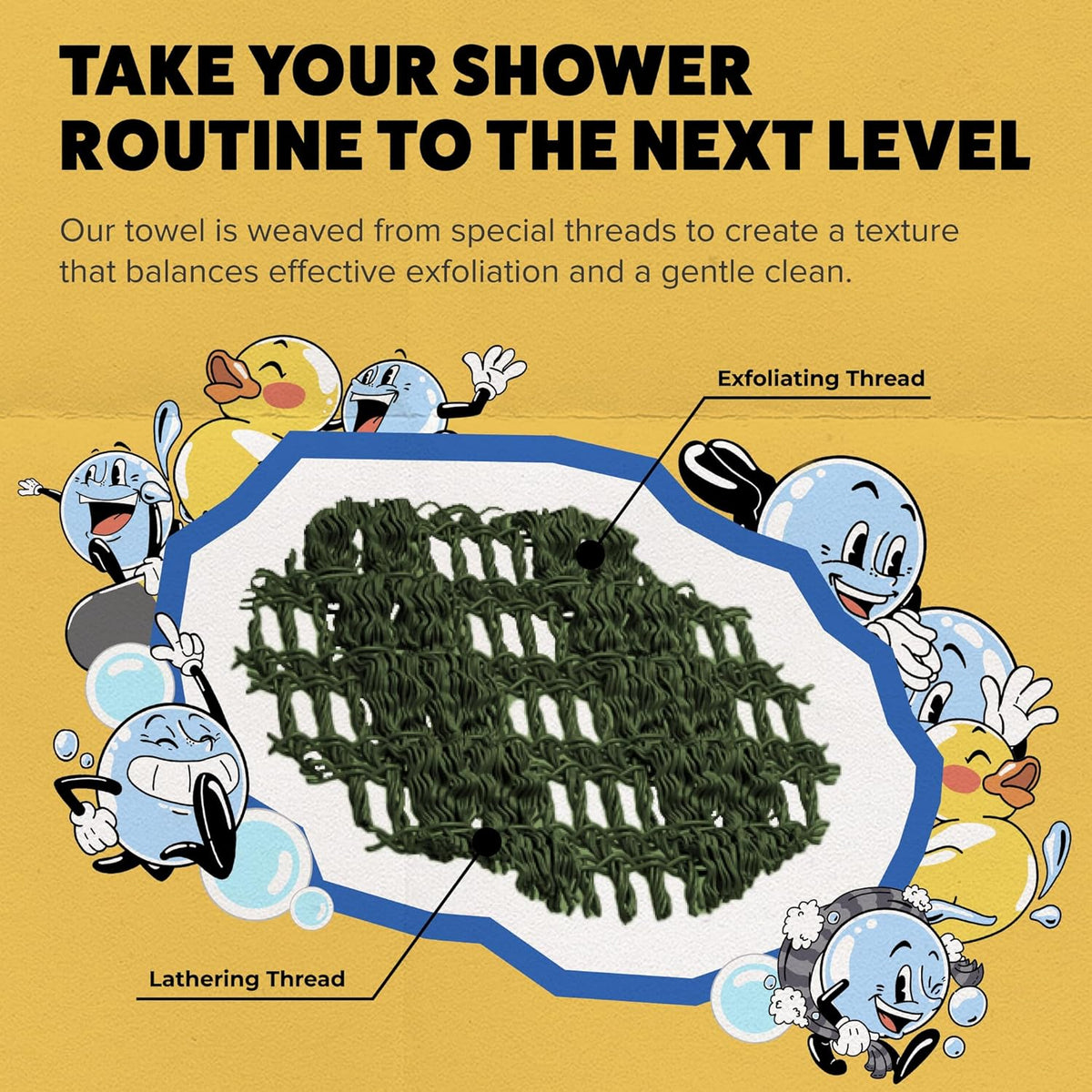 GOSHI Exfoliating Shower Towel - Rip-Resistant Exfoliating Washcloth for All Skin Types - Moss