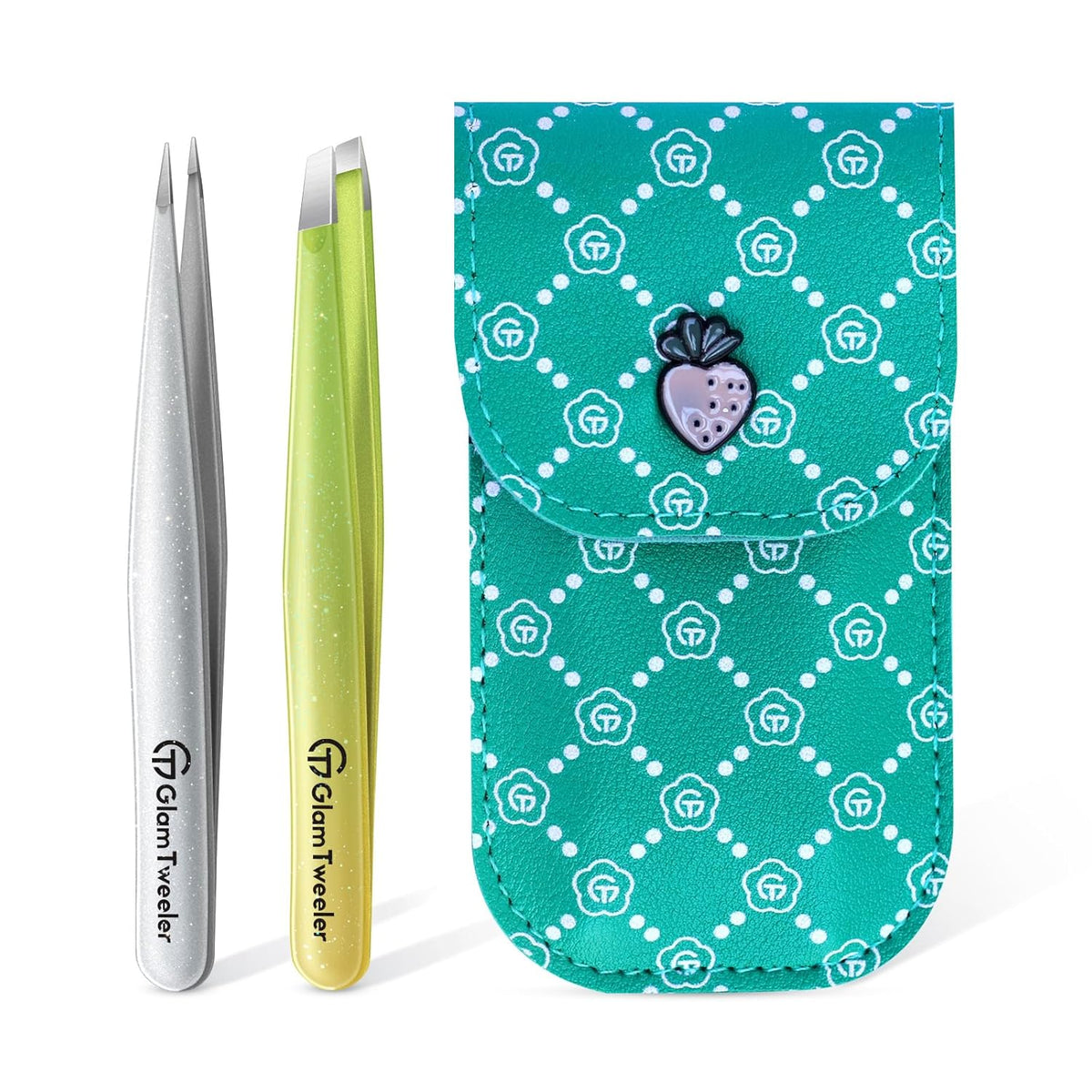 Expert Slant and Point Tip Tweezer Set with Exclusive Storage & Carrying Case, GlamTweeler Sharp &