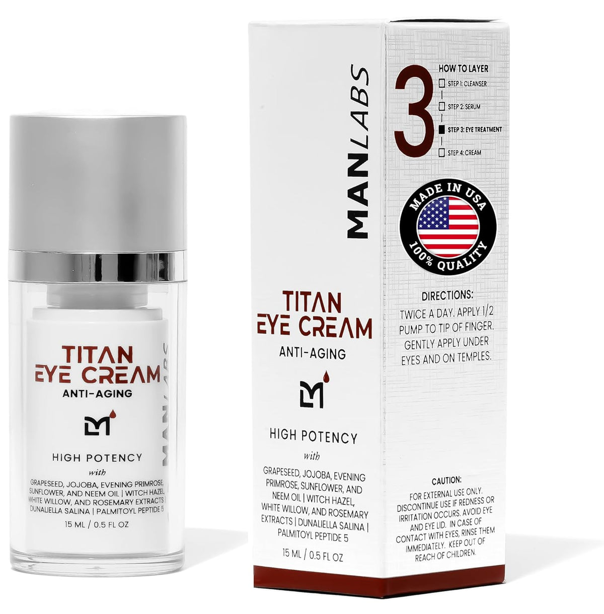 Titan Anti-Aging Mens Eye Cream – Mens Dark Circles Under Eyes Treatment – Eye Bags Treatment for
