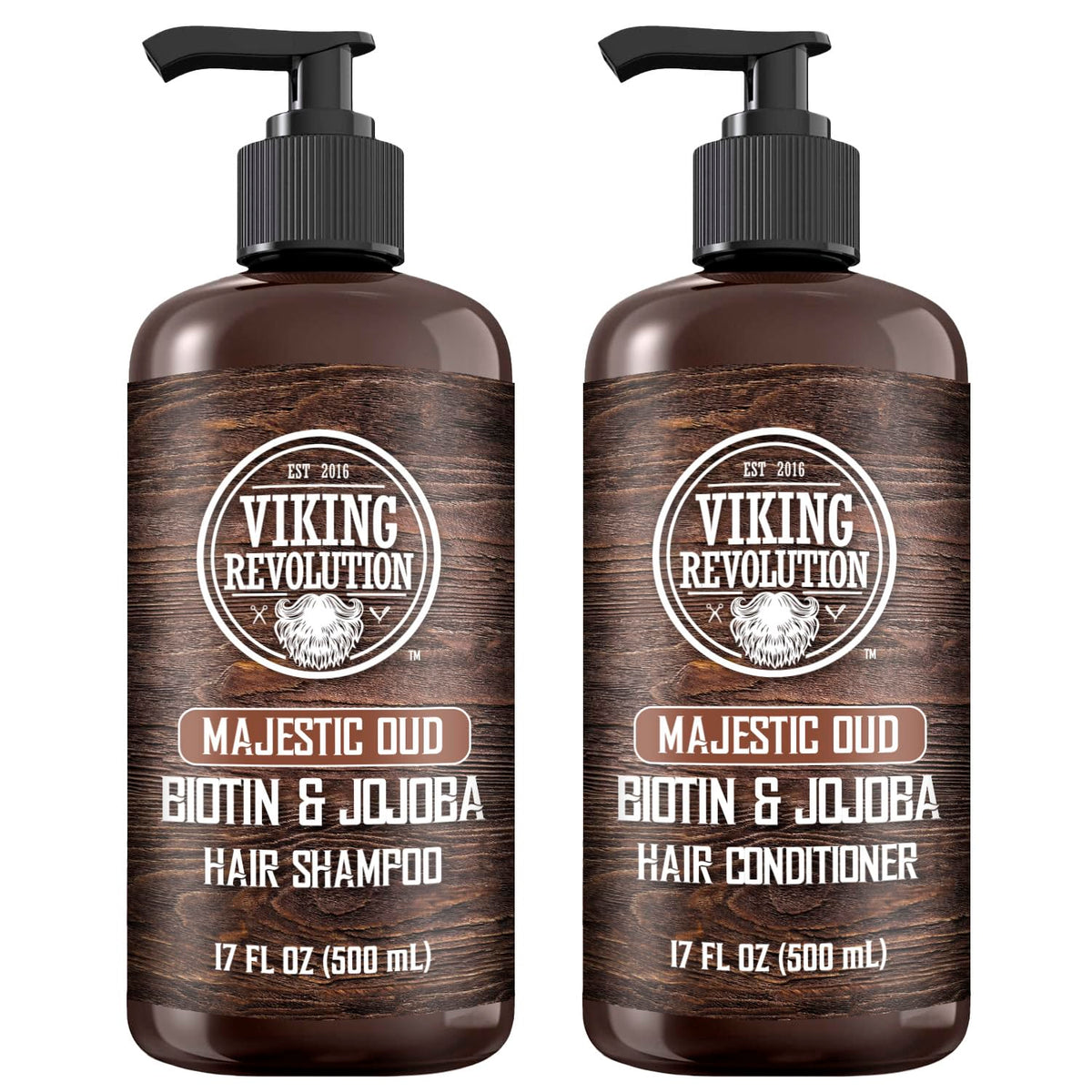 Viking Revolution Majestic Oud Mens Shampoo and Conditioner Set with Biotin and Jojoba Oil