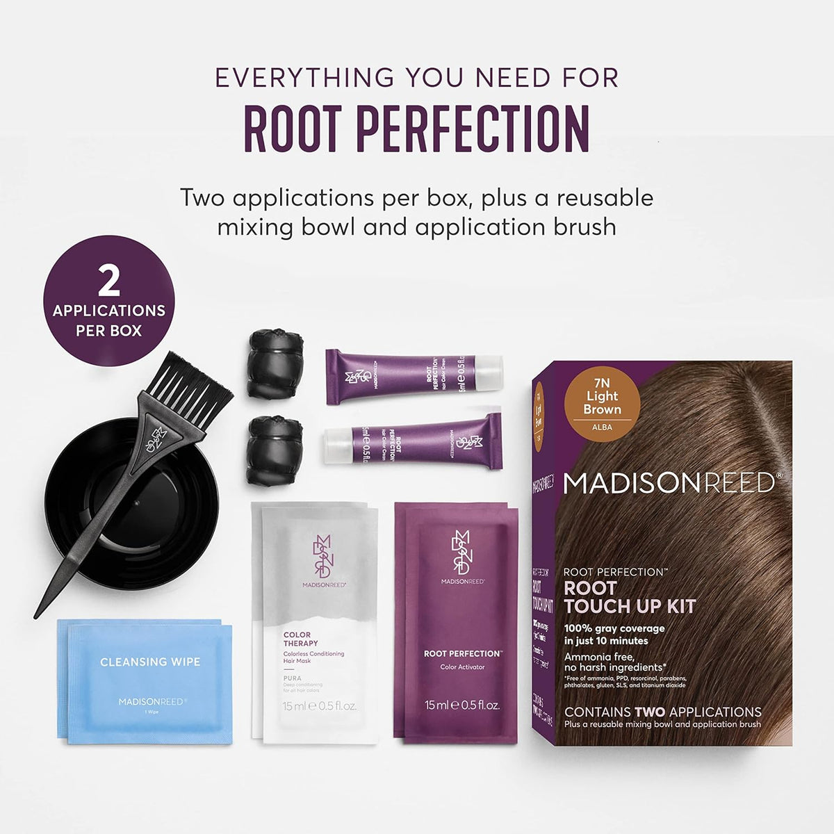 Madison Reed Root Perfection Permanent Root Touch Up, Light Brown 7N Alba, 10 Minutes for 100% Gray