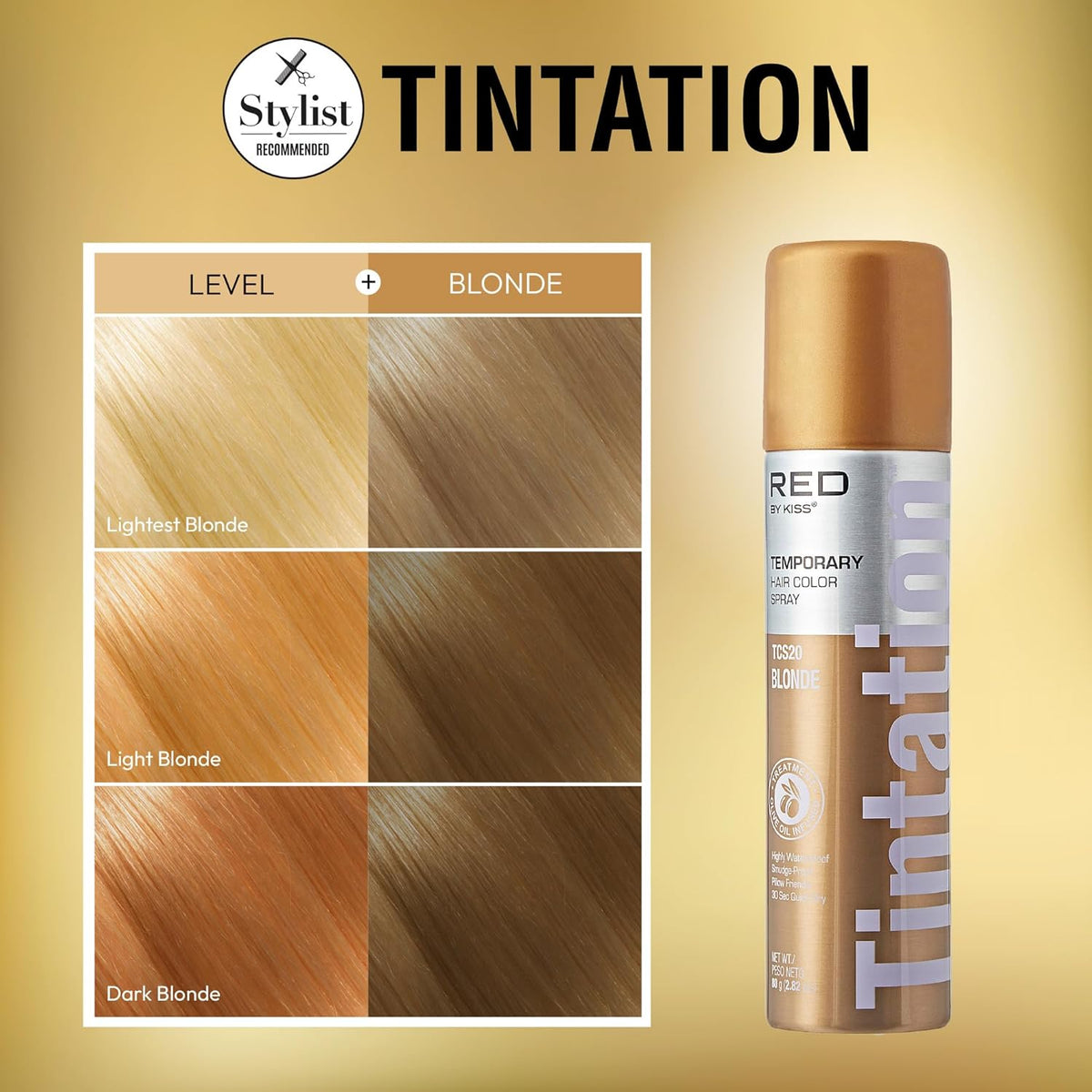 Red by Kiss Tintation Temporary Hair Color Spray, Instant Gray Root Touch Up Coverage