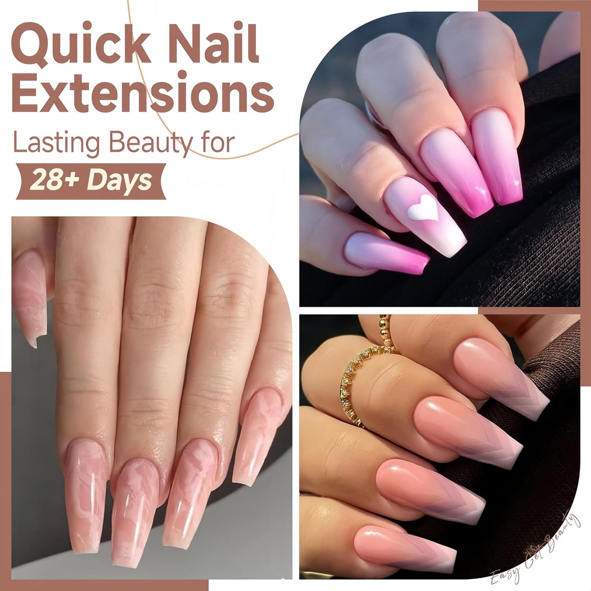 UNA GELLA Medium Coffin Nails Tips 504pcs - Gel Nail Tips Coffin Acrylic Full Cover Pre-buff Soft
