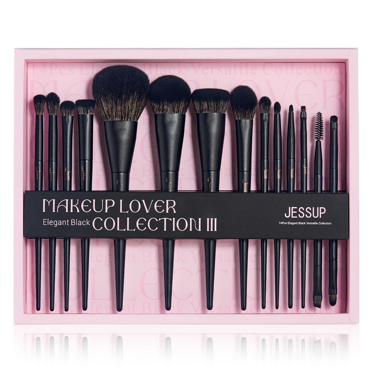 Jessup Makeup Brushes Set Jessup Make up Brushes 14Pcs Black Kabuki Foundation Eyeshadow Contour