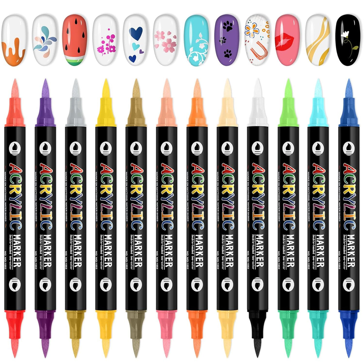 EBANKU 24 Color Nail Art Pens Set 3D Acrylic Paint Nail Art Quick-Drying Nail Point Dotting Liner