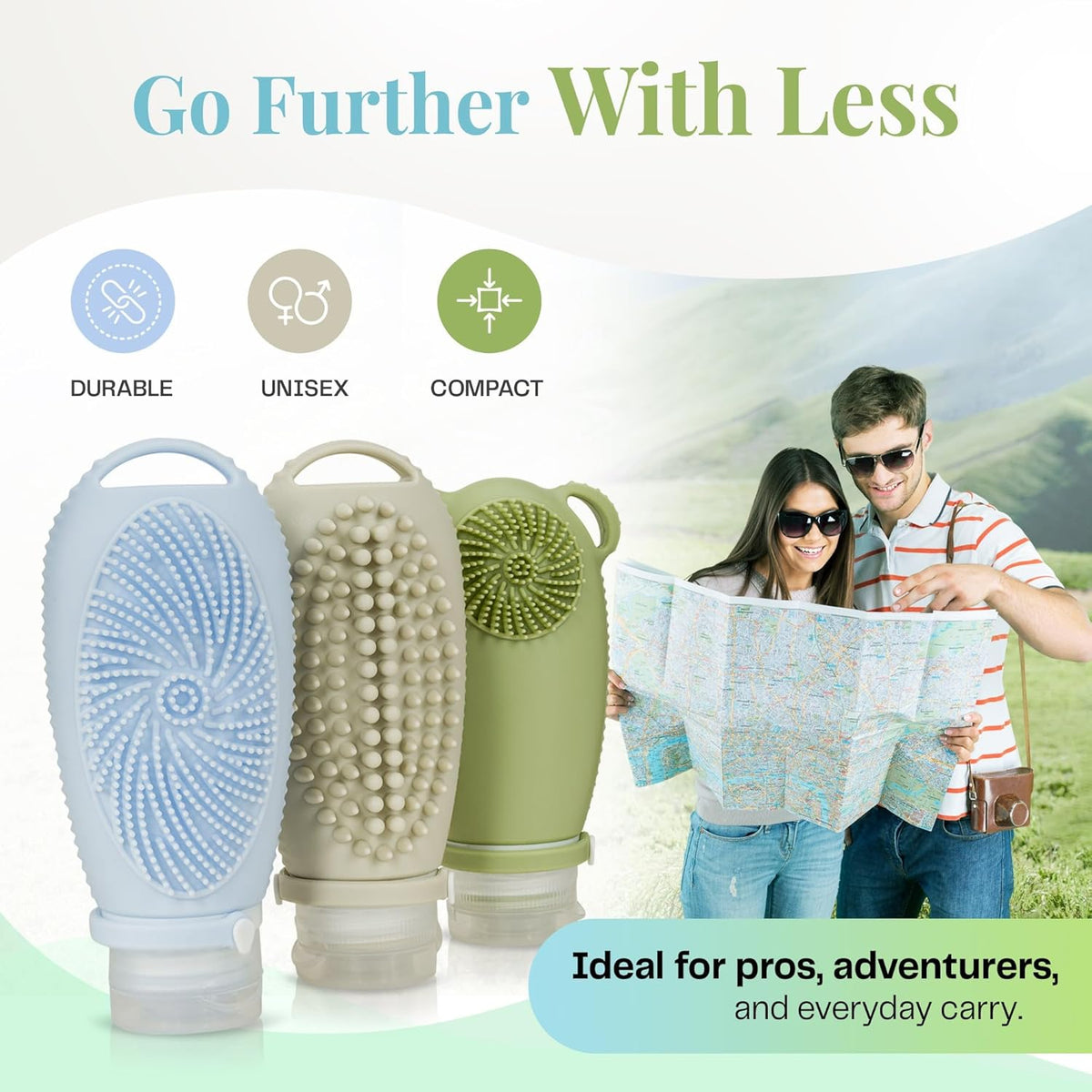 Sumina Silicone Travel Bottles 3 Pack (3.4oz) – TSA-Approved Leak-Proof Toiletry Containers with