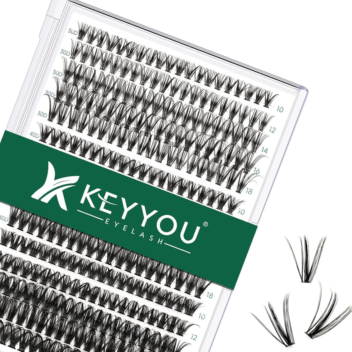 Lash Clusters 300pcs Eyelash Clusters 30D+40D+50D 0.07D Curl 10-18MIX DIY Eyelash Extension KEYYOU