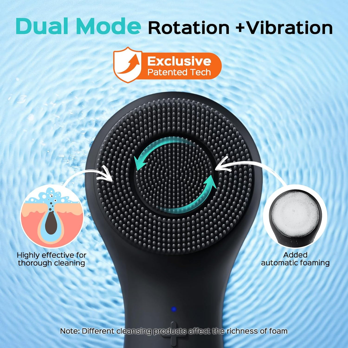 COSLUS Face Scrubber Facial Cleansing Brush: 2 in 1 Spin and Vibration Patented Tech, Silicone