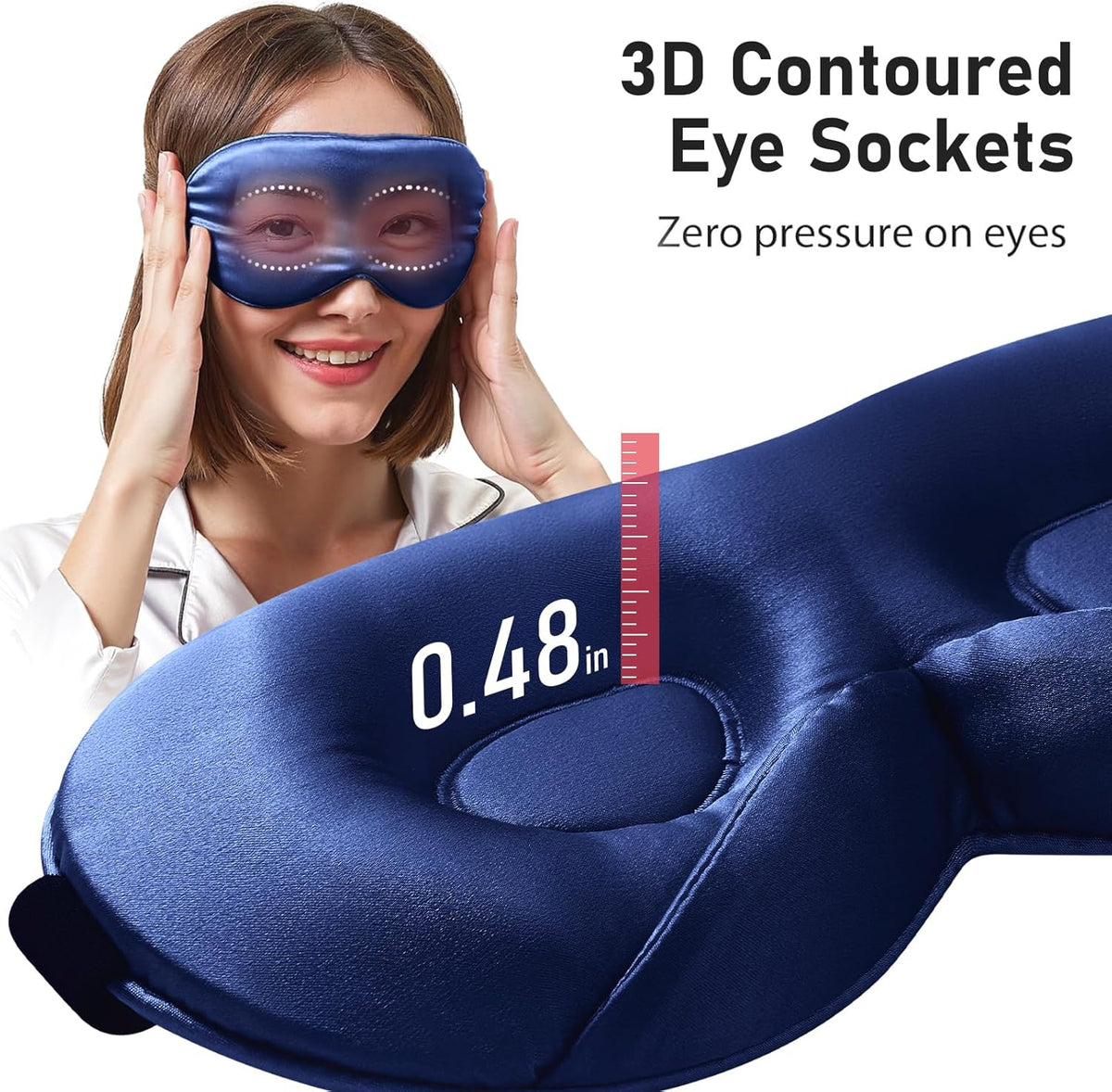 LitBear 100% 22 Momme Mulberry Silk Sleep Mask - 3D Contoured Eye Mask for Men Women, Soft