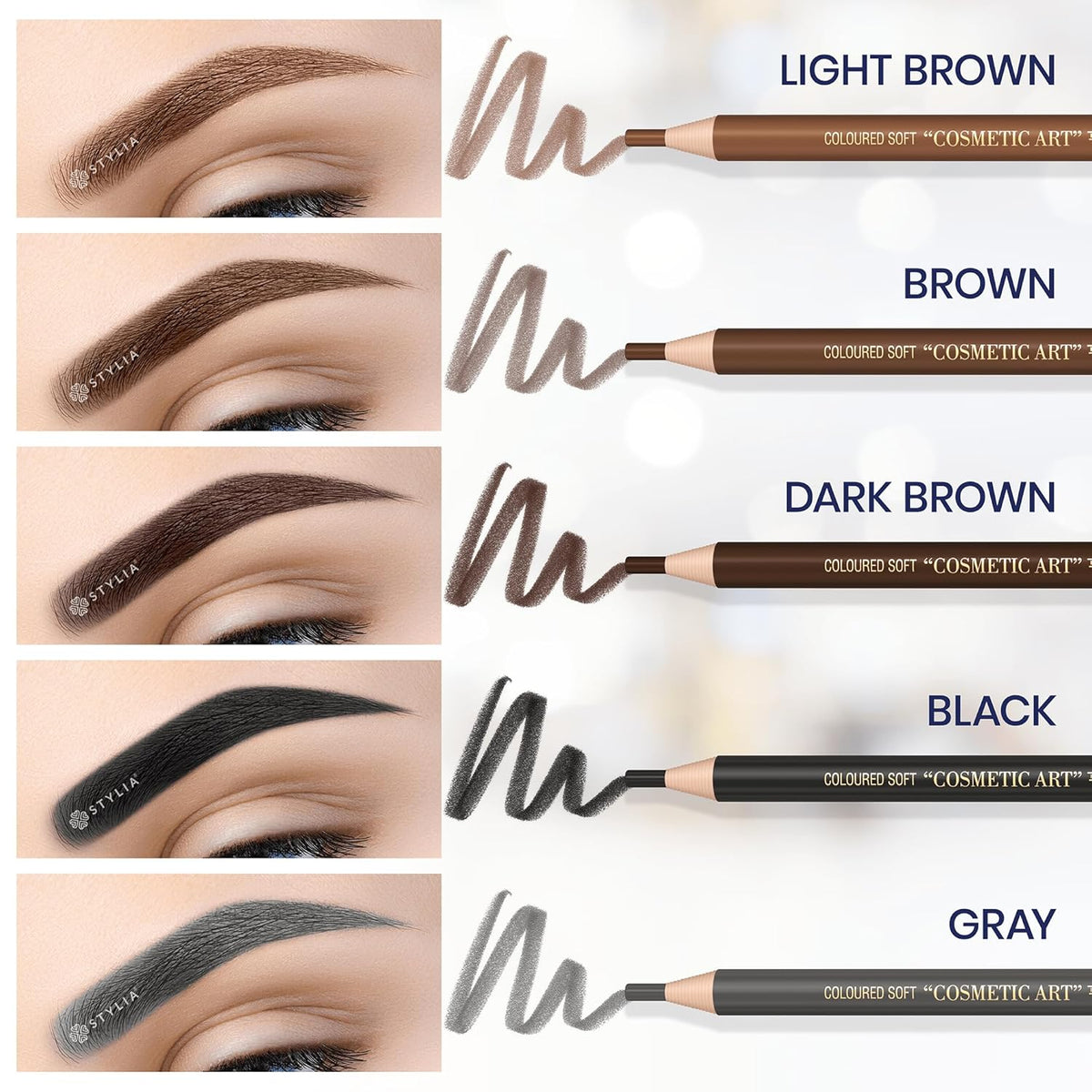Stylia Waterproof Eyebrow Pencils For Women – Long-Lasting Microblading Supplies Brow Pencil