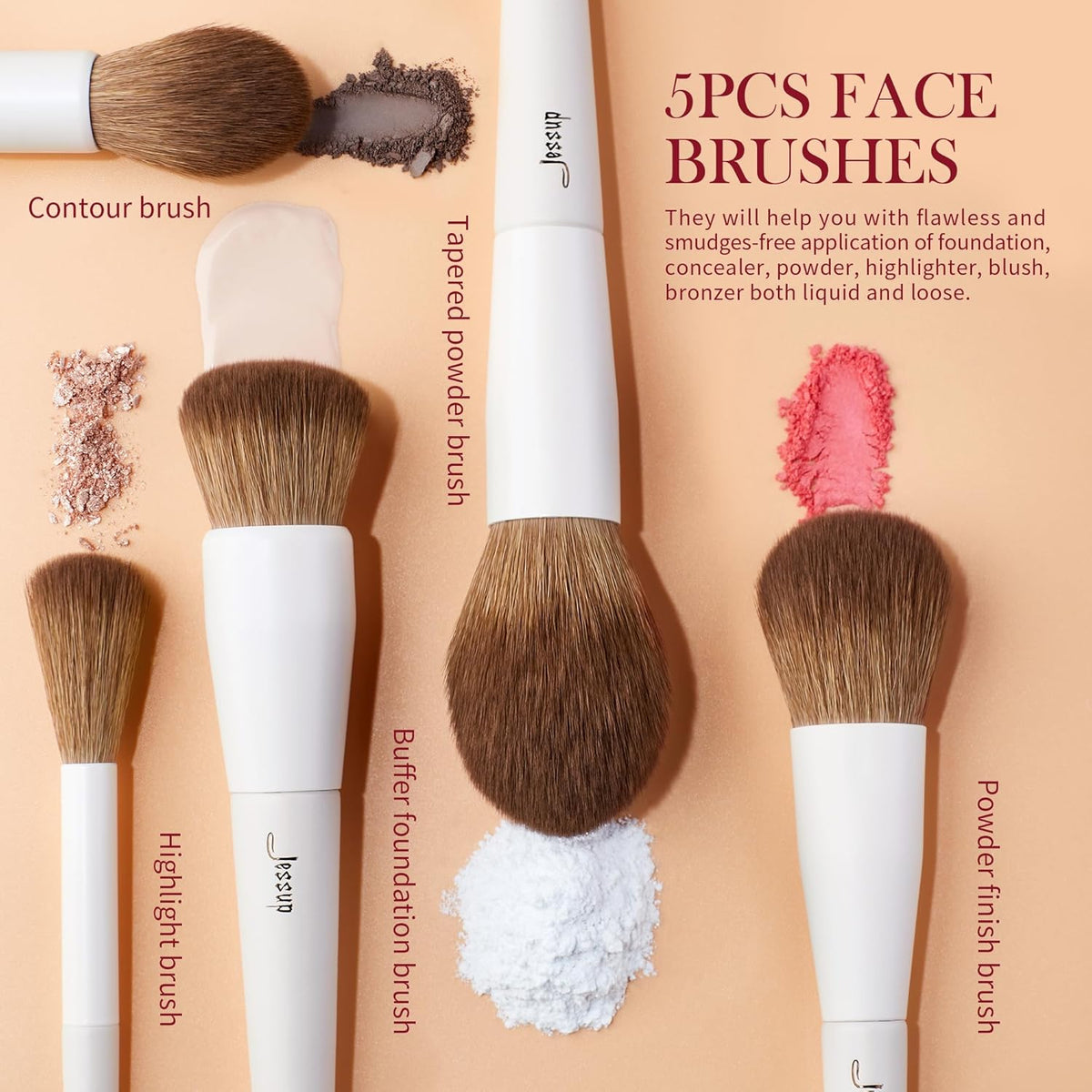 Jessup Makeup Brushes 14Pcs Makeup Brush Set Premium Synthetic Powder Foundation Contour Blush