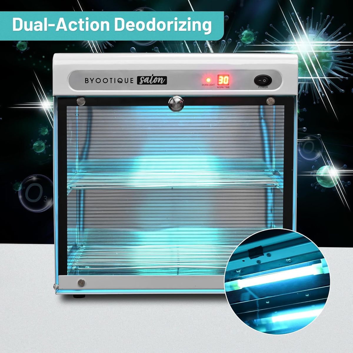 BYOOTIQUE 16L Nail Tool Cleaning Machine Electric Towel Cabinet Blue Light with Timer for Manicure