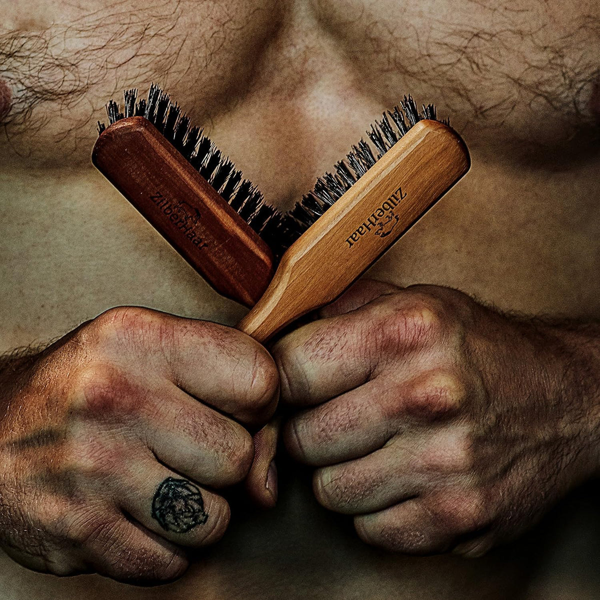 ZilberHaar Regular Beard Brush - Soft Boar Bristles - Beard grooming brush for men - Straightens