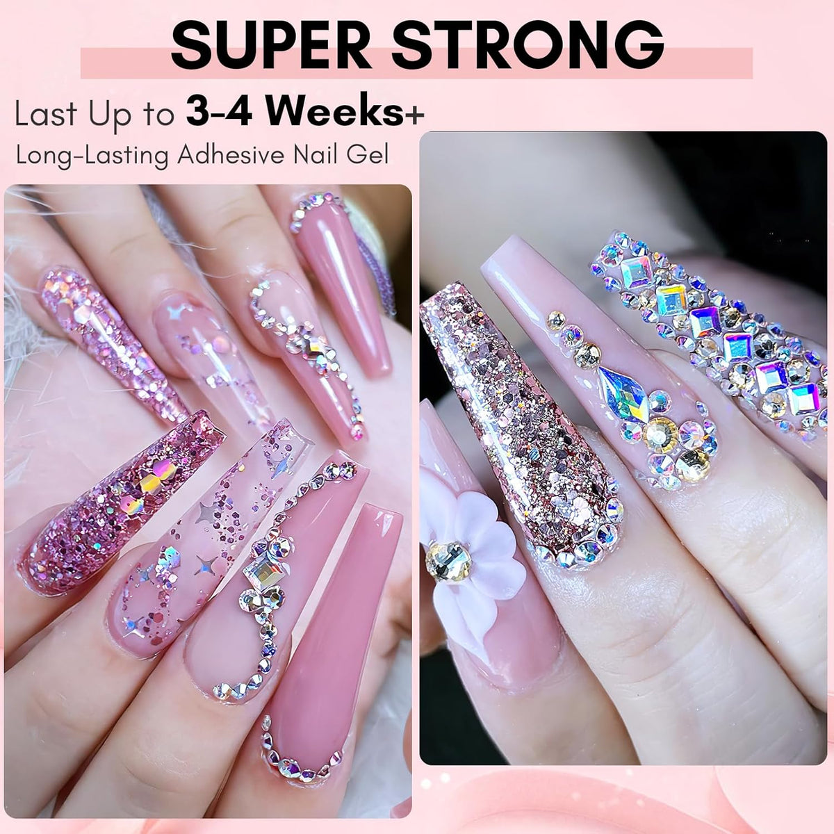 Makartt Nail Rhinestone Glue, Super Strong Gel Nail Glue for Rhinestones, 3D Art Design Charms and