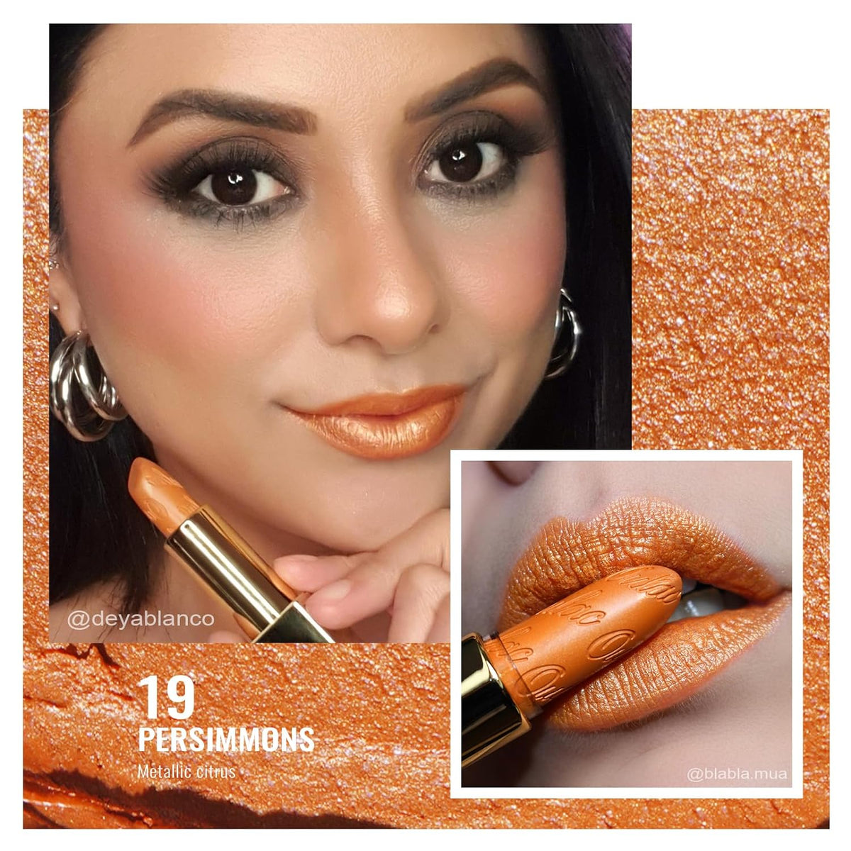 Oulac Pumpkin Color Lipstick with Metallic 3D Shine Hydrating Formula, High Impact Lip Color, Vegan