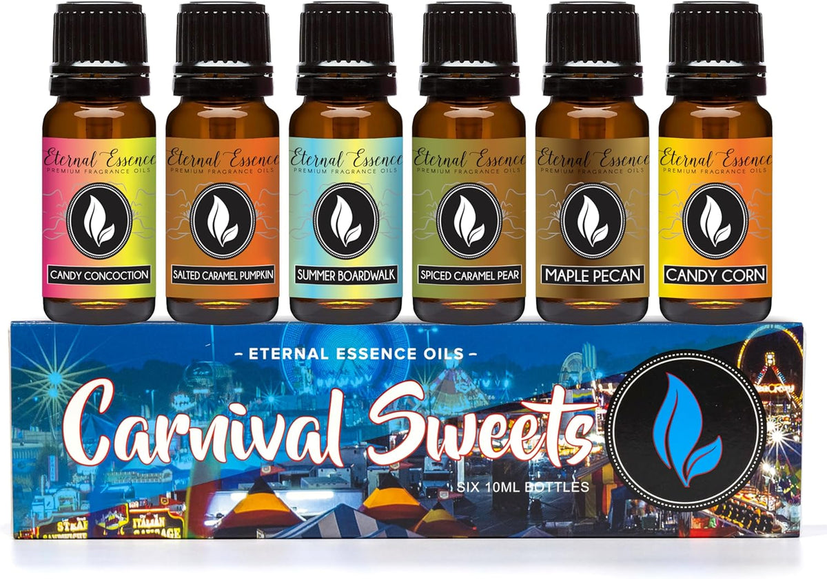 Eternal Essence Oils Carnival Sweets Set of 6 Premium Fragrance Oils - Candy Corn, Salted Caramel