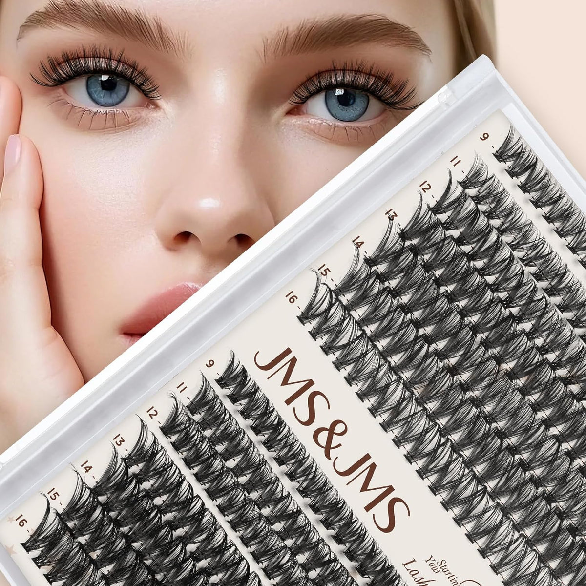 JMS&JMS DIY Lash Extension 280PCS Lash Clusters D Curl Individual Lashes 40D+50D 9-16MIX Cluster