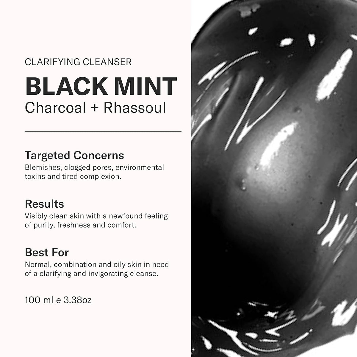 Odacité Facial Cleanser with Foam - Black Mint Activated Charcoal & Rhassoul Clay Glow Recipe