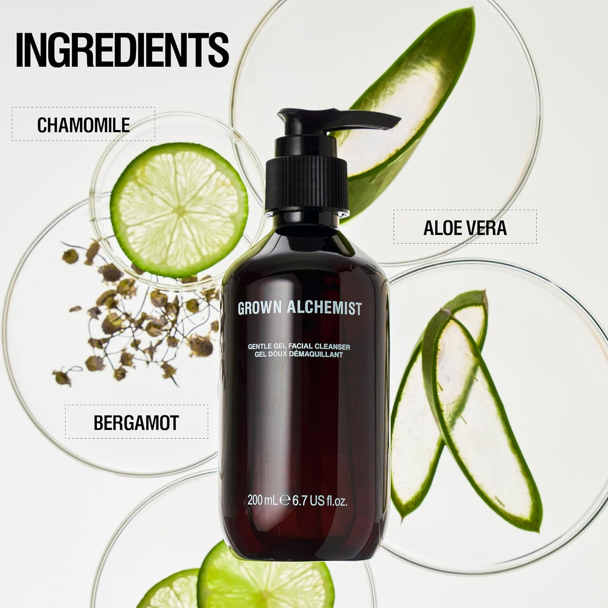 Grown Alchemist Gentle Gel Facial Cleanser (200ml) Natural Face Wash. Hydrating Bergamot & Rosebud