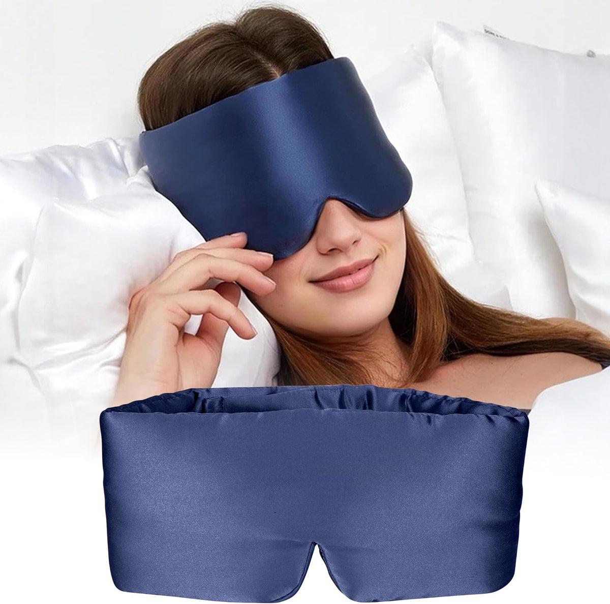 Silk Sleep Mask for Women and Men, Side Sleeper, 22 Momme Pure Mulberry Silk Total Blackout 100%