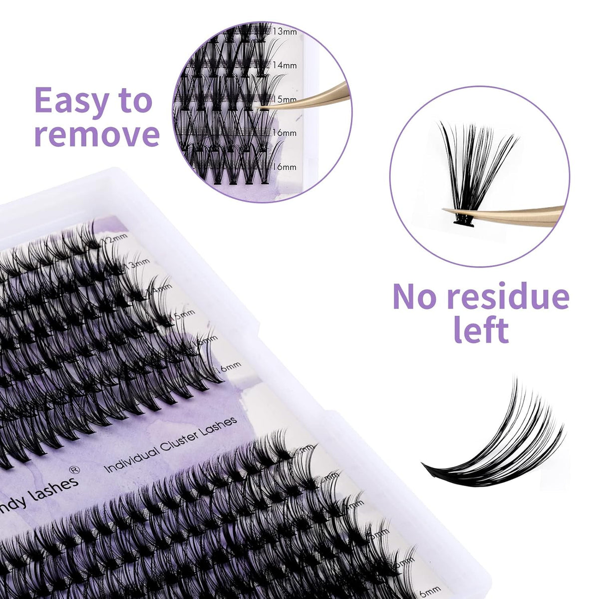 Cluster Eyelashes 30D/40D 240PCS 12-16mm Mixed Individual Lashes C/D Curl 0.07mm Matte Black