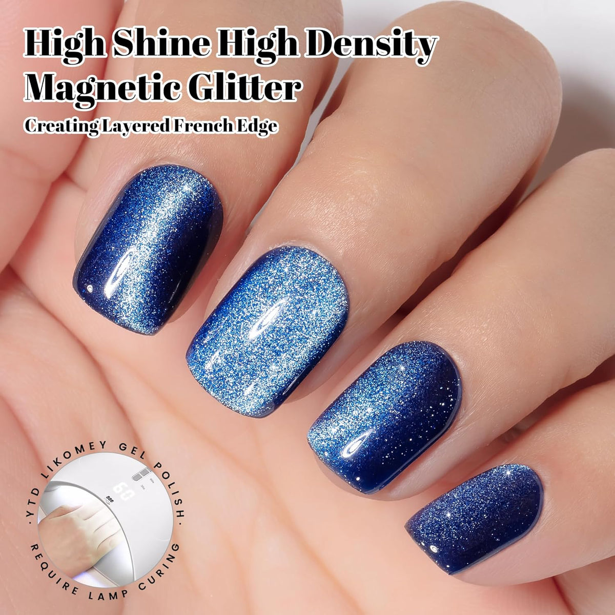 YTD Likomey Cat Eye Gel Nail Polish,15ml Blue Holographic Translucent Neutral Jelly Sheer Shiny