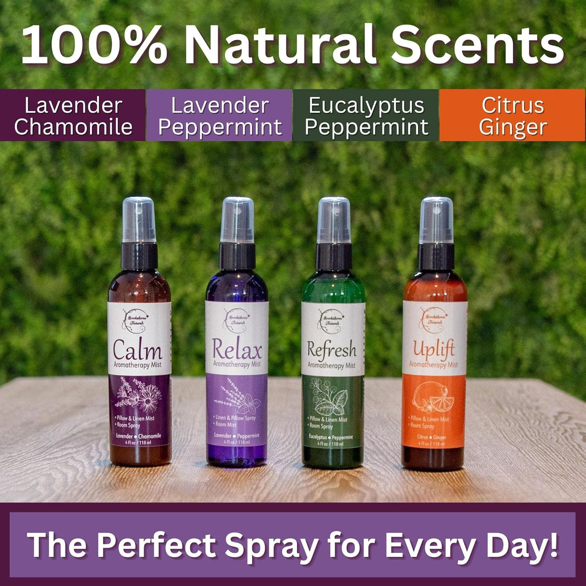 Aromatherapy Mist – Linen, Room & Pillow Spray, Set of 4 Natural Air Fresheners. Essential Oil