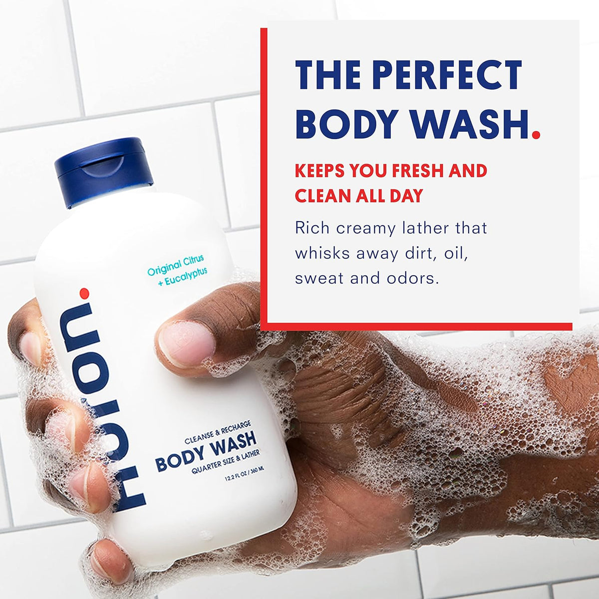 Huron Men’s Moisturizing Body Wash - Clean & Woody Scent of Sandalwood, Black Pepper, Cedarwood, &