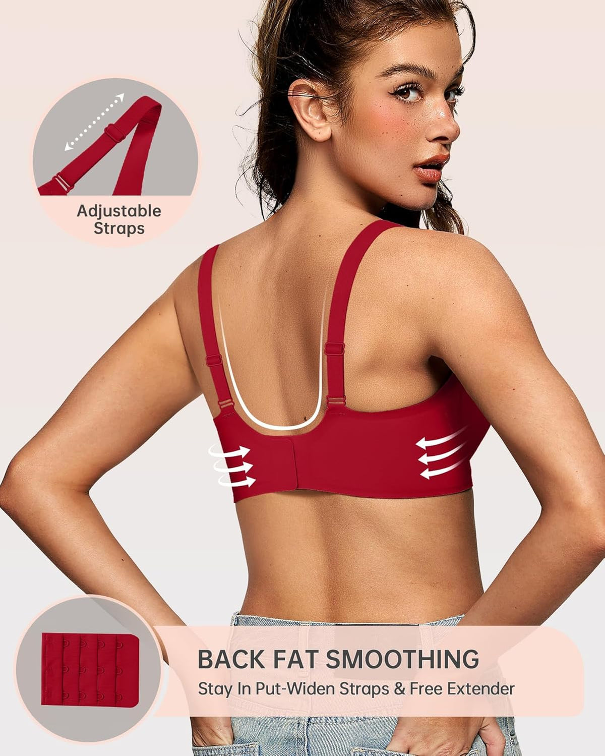 OEAK Womens Deep V Bras Wireless Comfortable Bra Supportive No Underwire Bras Tshirt Push Up