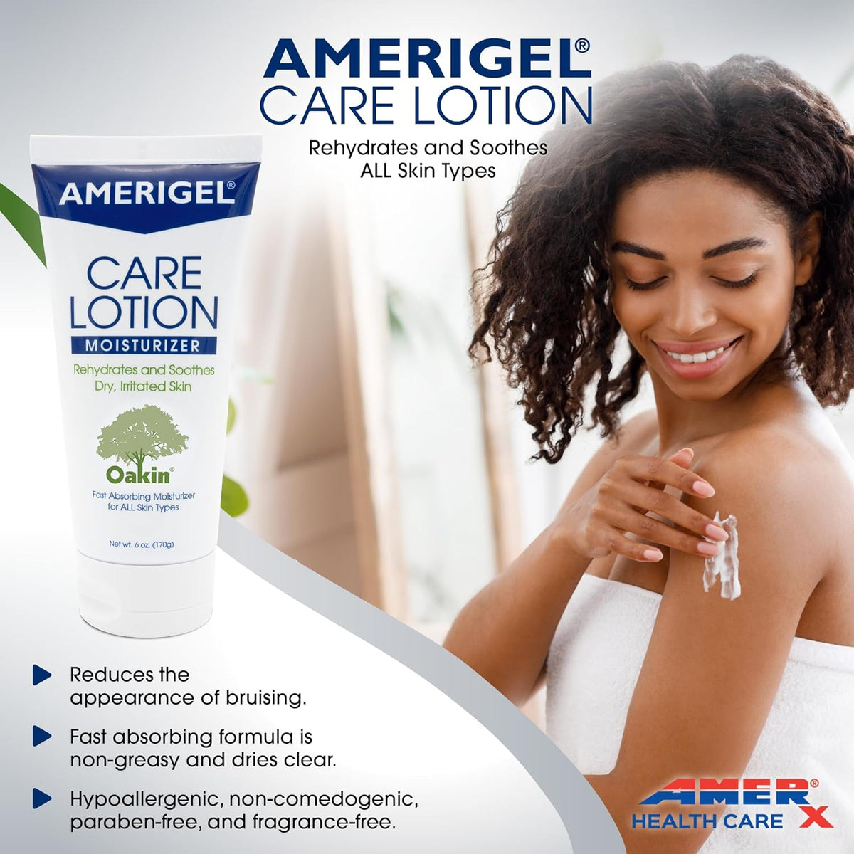 AMERIGEL Care Lotion – Hypoallergenic Moisturizer - Diabetic Skin Care - Rehydrates and Soothes