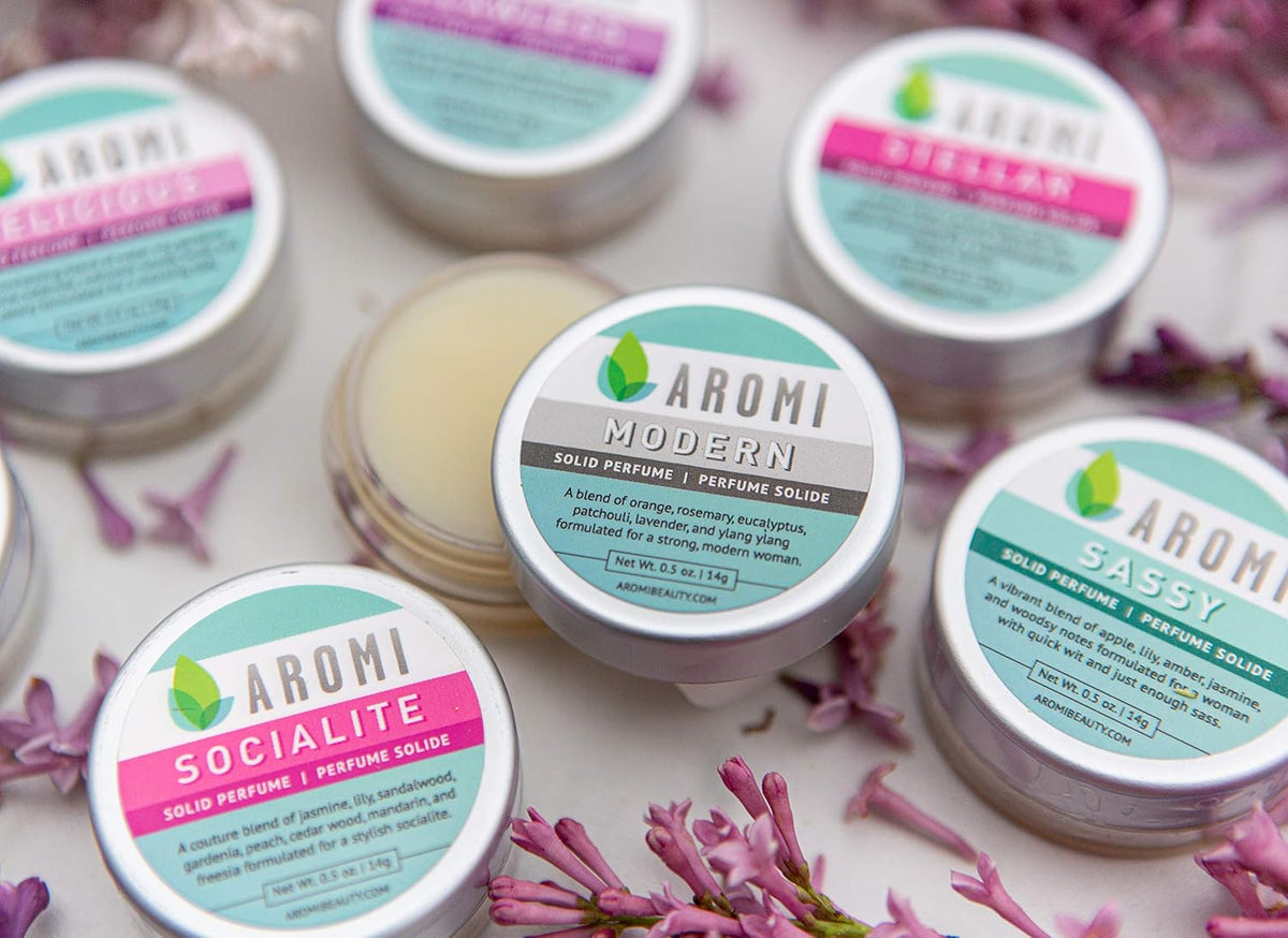 Aromi Socialite Solid Perfume | Sweet, Floral Fragrance, Freesia, Vanilla, Jasmine Scent, Vegan
