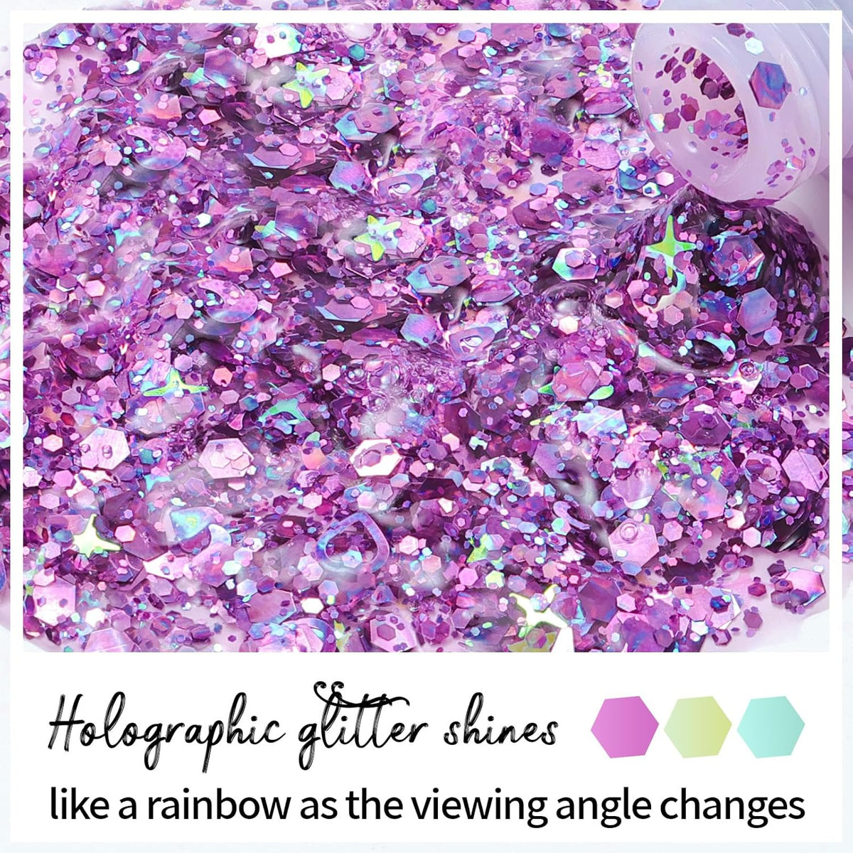 DAGEDA Purple Body Glitter Gel, Holographic Face Glitter Body Gel Rave Party Accessories, Chunky