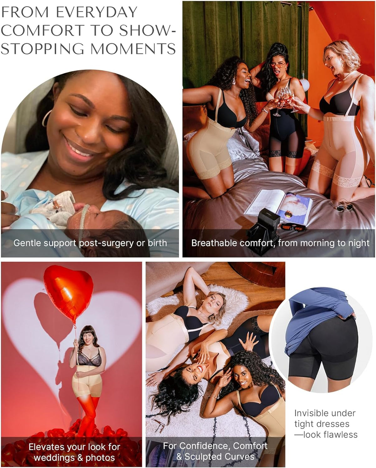 SHAPELLX Shapewear for Women Tummy Control Faja Body Shaper Butt Lifting Plus Size Shapewear