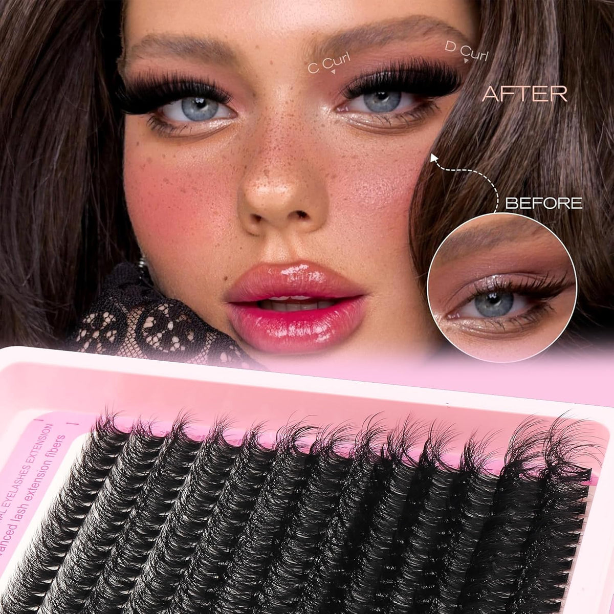 Lashes Clusters Kit Gift Packs 3 Styles 760Pcs with 2X Bond&Seal Volume Soft False Eyelash