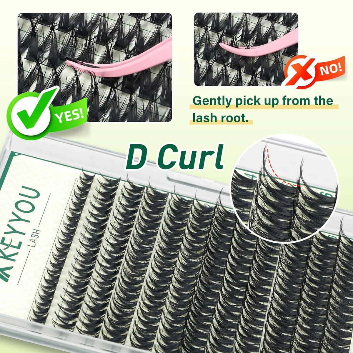 KEYYOULASH Lash Clusters Manga Lash Extension D Curl 120pcs 8-18mm Wispy Eyelash Clusters Natural
