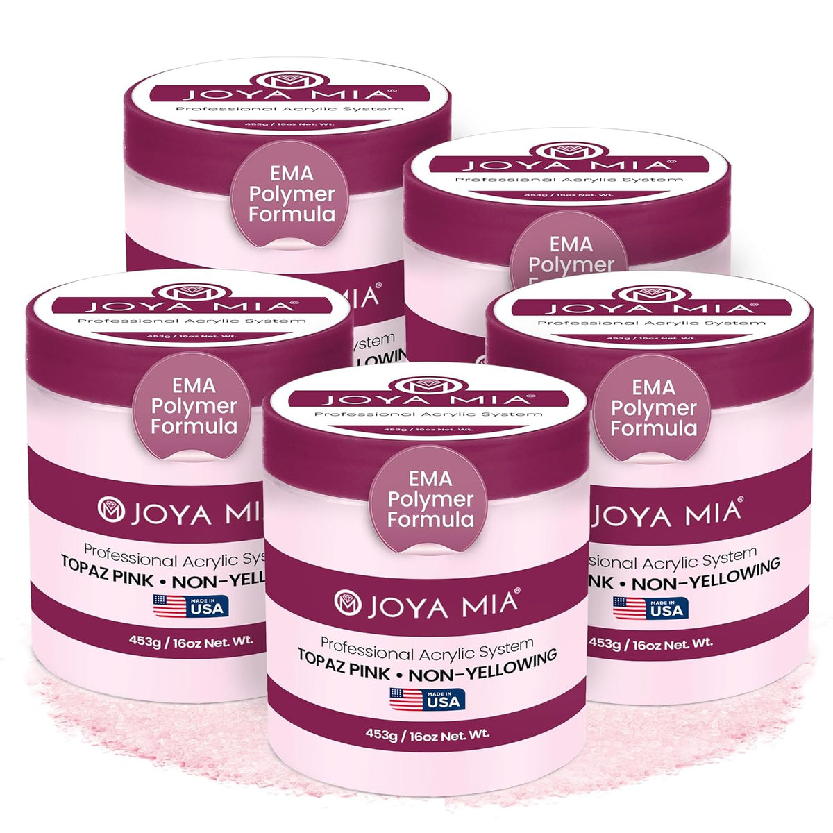 Joya Mia Acrylic Powder for Nails, MMA-Free, Super Adhesion Professional Powder for Flawless &