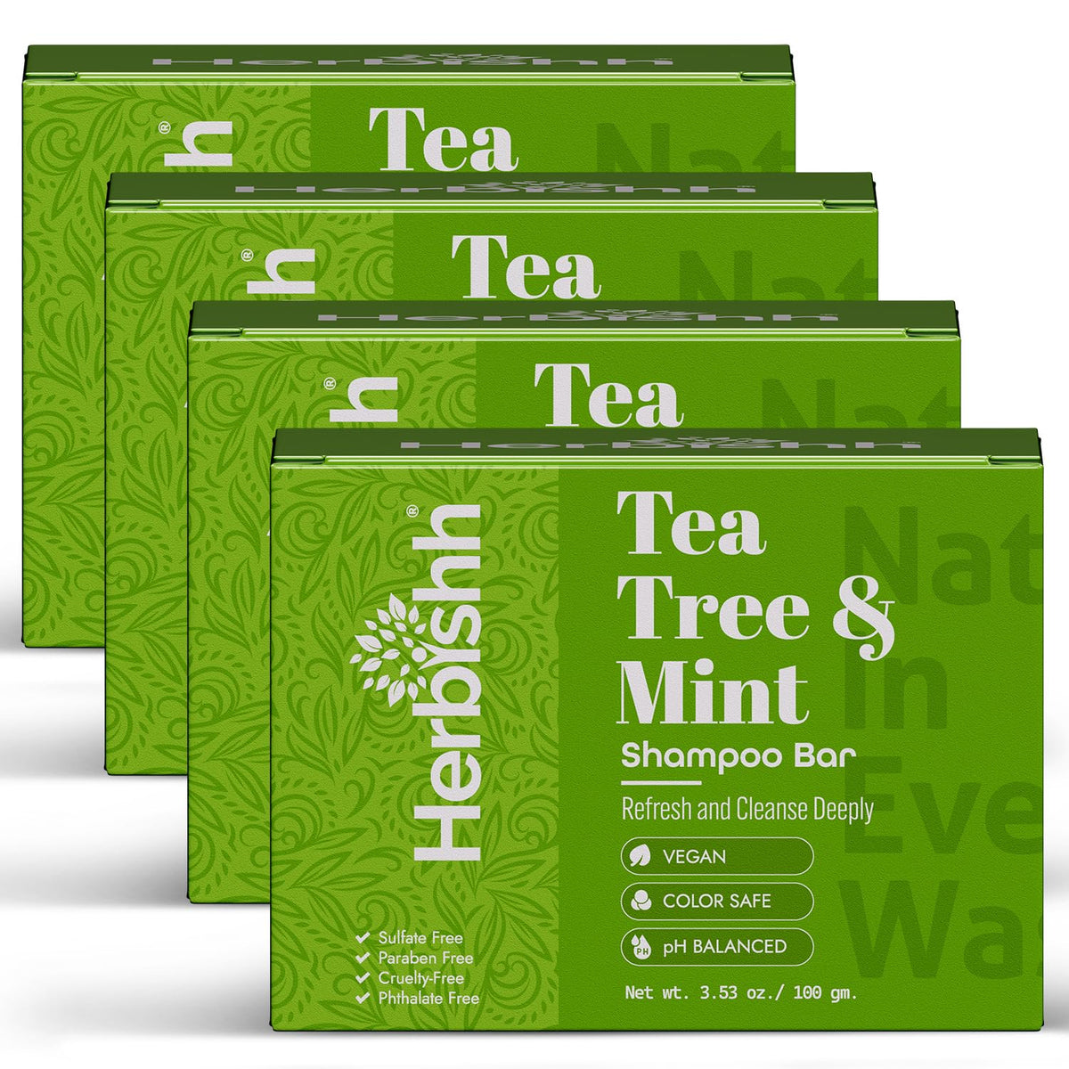Herbishh Tea Tree & Mint Shampoo Bar – Tea Tree Oil Soap Bar for Oily Hair & Scalp Cleanse – Solid