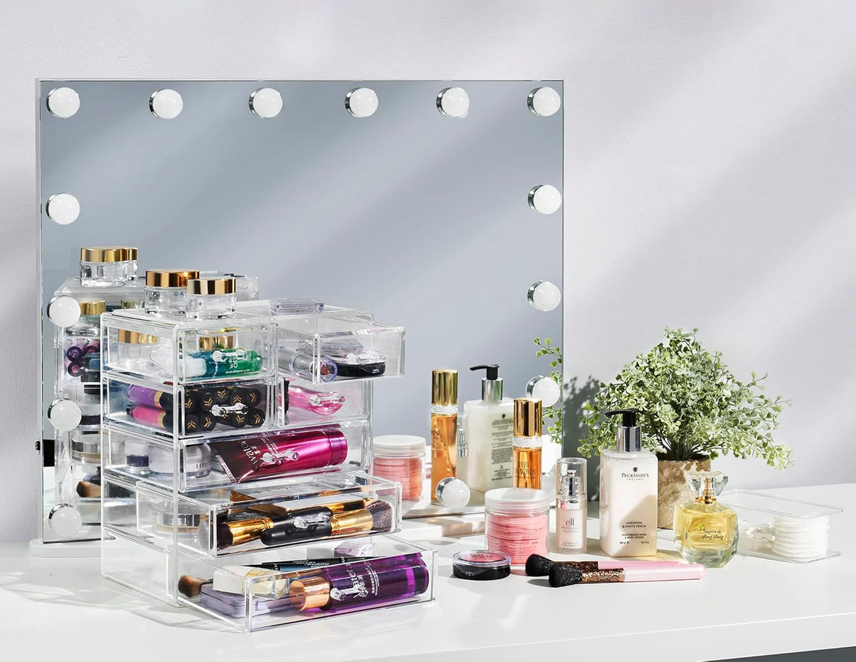 Sorbus Acrylic Makeup Organizer Set, 7-Drawer Vanity & Countertop Cosmetic Storage with Small &