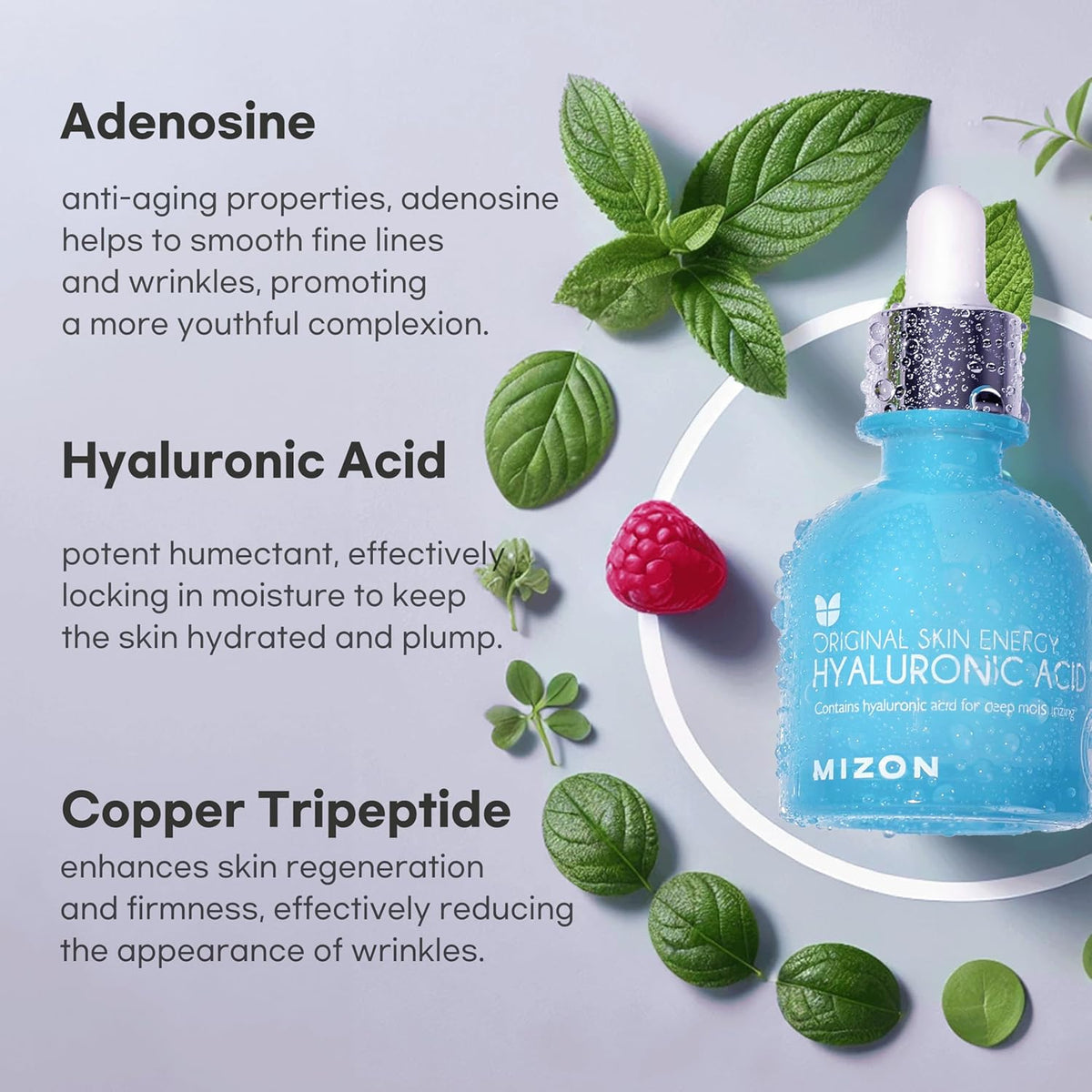 MIZON Hyaluronic Acid 100 Serum – Pure Hyaluronic Acid for Deep Hydration, Plumping & Skin Barrier