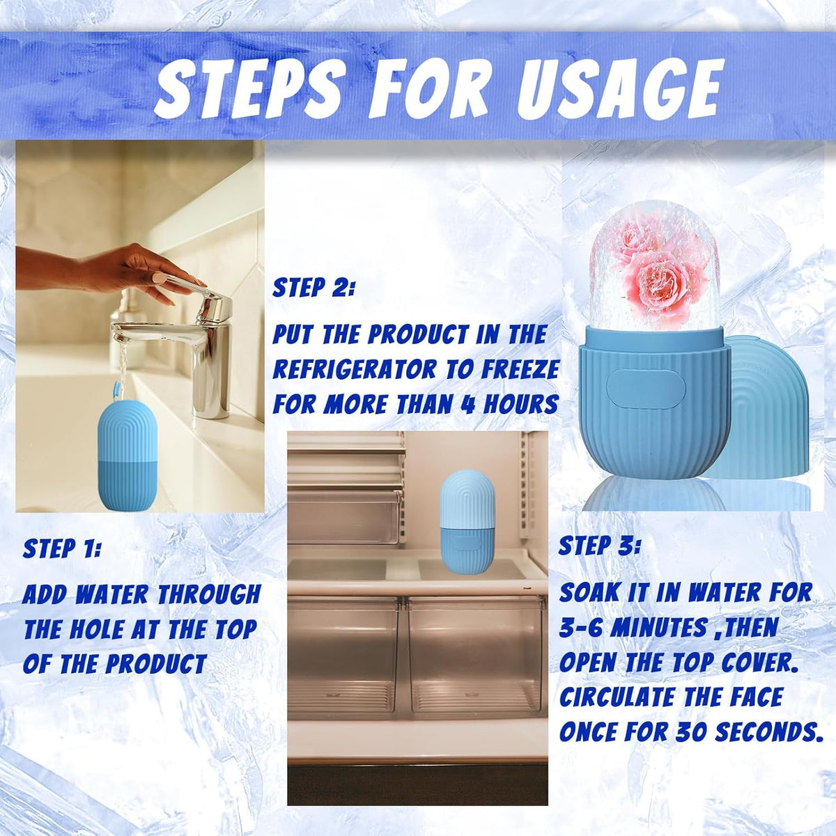 Ice Face Roller, Reusable Silicone Mold Face Massage Eye Facial Beauty Skin Care Tools Apply Ice
