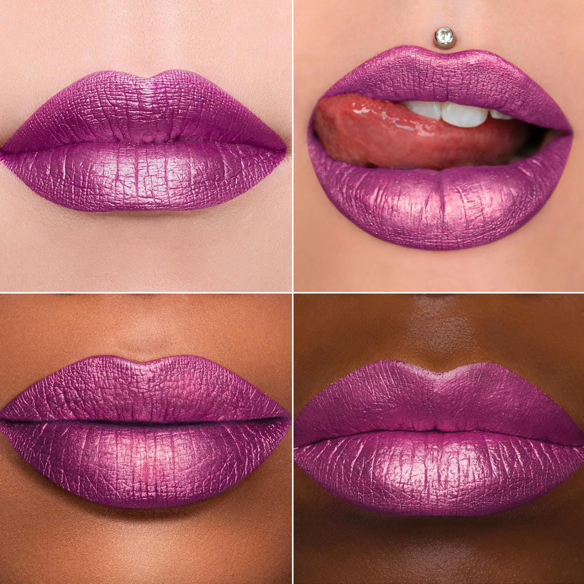 MAKI YIKA 3Pc Metallic Lipstick for Women Red Pink Brown Glitter Lipsticks Long Lasting Lipstick